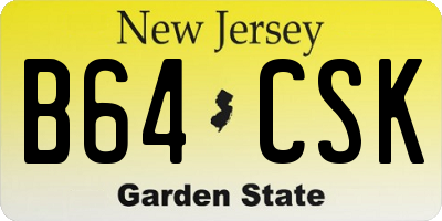 NJ license plate B64CSK