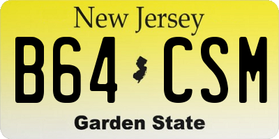 NJ license plate B64CSM