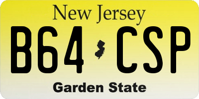 NJ license plate B64CSP
