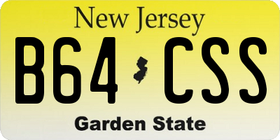 NJ license plate B64CSS