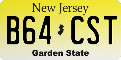 NJ license plate B64CST