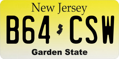 NJ license plate B64CSW