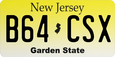 NJ license plate B64CSX