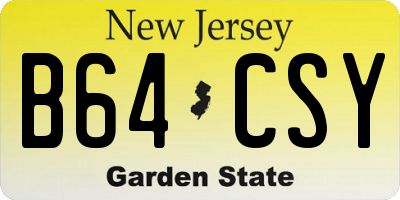 NJ license plate B64CSY