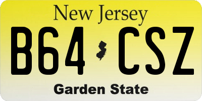NJ license plate B64CSZ