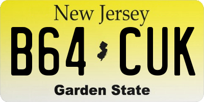 NJ license plate B64CUK