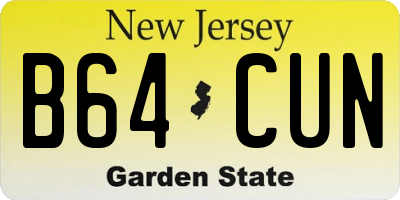 NJ license plate B64CUN