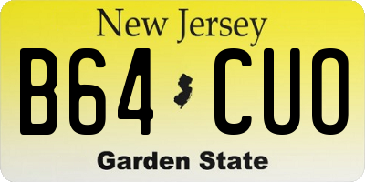 NJ license plate B64CUO