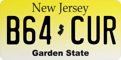 NJ license plate B64CUR