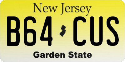 NJ license plate B64CUS