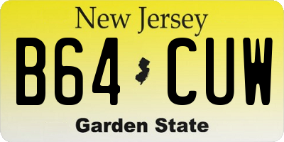 NJ license plate B64CUW