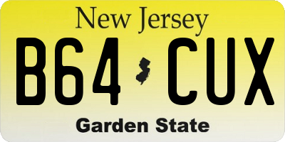 NJ license plate B64CUX
