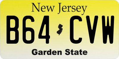NJ license plate B64CVW