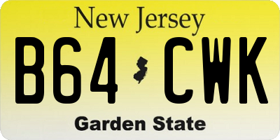 NJ license plate B64CWK