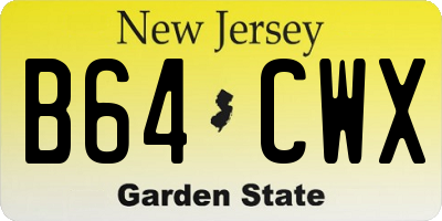 NJ license plate B64CWX