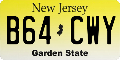 NJ license plate B64CWY