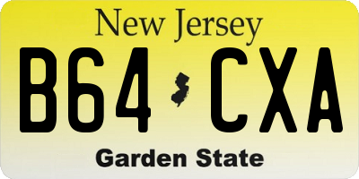 NJ license plate B64CXA