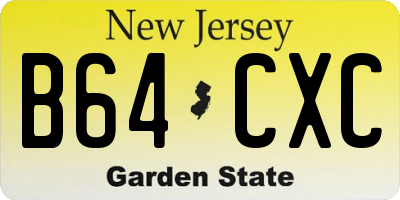 NJ license plate B64CXC