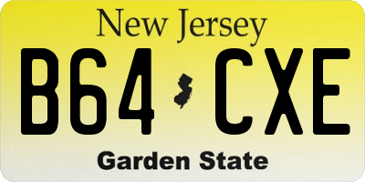 NJ license plate B64CXE