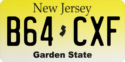 NJ license plate B64CXF
