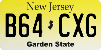 NJ license plate B64CXG