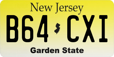 NJ license plate B64CXI