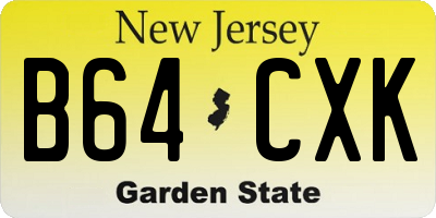 NJ license plate B64CXK