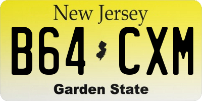NJ license plate B64CXM