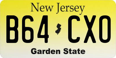 NJ license plate B64CXO