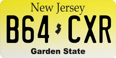NJ license plate B64CXR