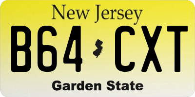 NJ license plate B64CXT