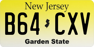 NJ license plate B64CXV