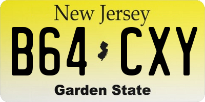 NJ license plate B64CXY