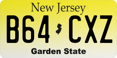 NJ license plate B64CXZ