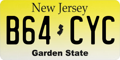 NJ license plate B64CYC