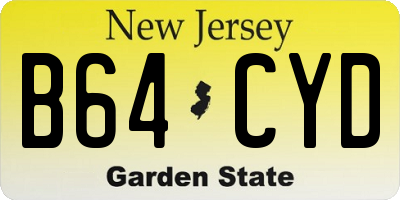 NJ license plate B64CYD