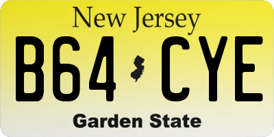 NJ license plate B64CYE