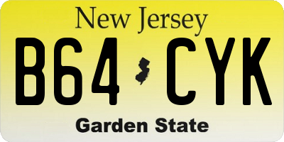 NJ license plate B64CYK