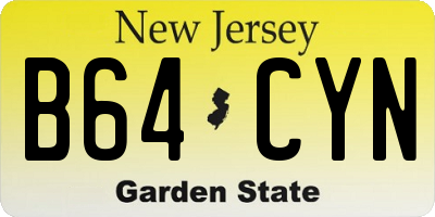 NJ license plate B64CYN