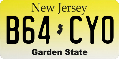 NJ license plate B64CYO