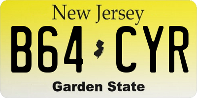NJ license plate B64CYR