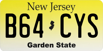 NJ license plate B64CYS