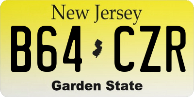 NJ license plate B64CZR