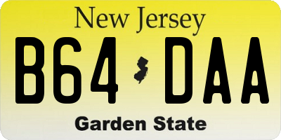 NJ license plate B64DAA