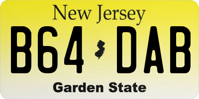 NJ license plate B64DAB