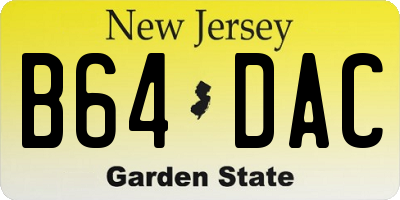 NJ license plate B64DAC