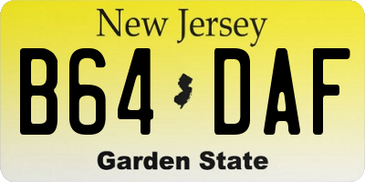 NJ license plate B64DAF