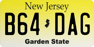 NJ license plate B64DAG