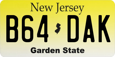 NJ license plate B64DAK