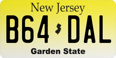 NJ license plate B64DAL